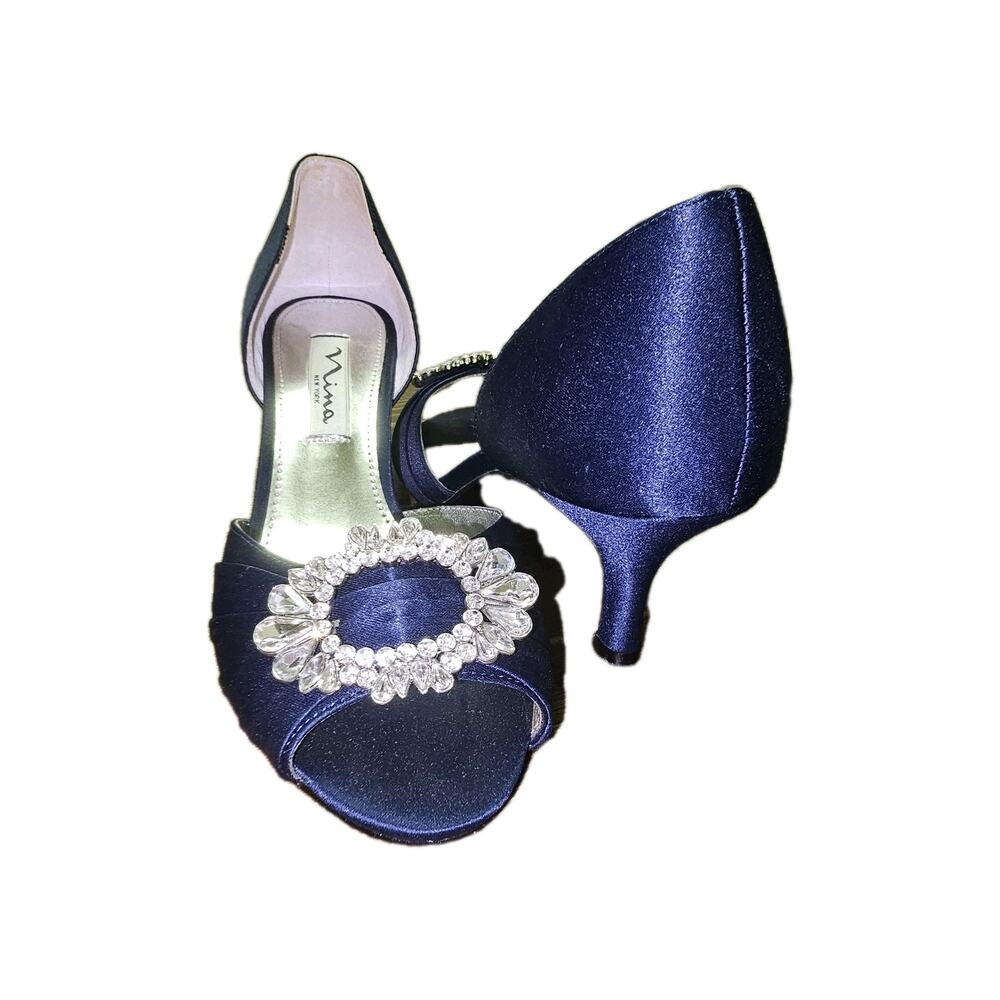 Nina New York Formal Navy Dress Shoe With Rhinestones Size 6M